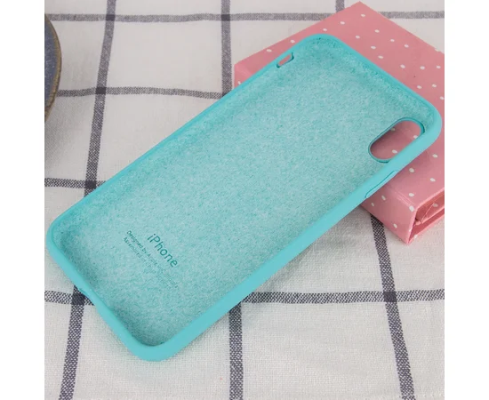 Чехол Silicone case (A) (с закрытым низом) для Apple iPhone XS Max (6.5") Бирюзовый / Marine Green