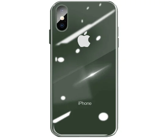 TPU+Glass чехол GLOSSY Logo series для Apple iPhone XS Max (6.5") Зеленый / Pine green