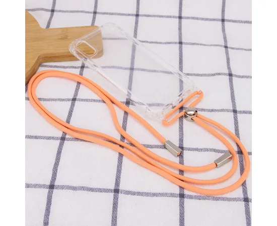Чехол TPU Crossbody Transparent для Apple iPhone XS Max (6.5") Персиковый