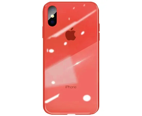 TPU+Glass чехол GLOSSY Logo series для Apple iPhone XS Max (6.5") Красный / Red
