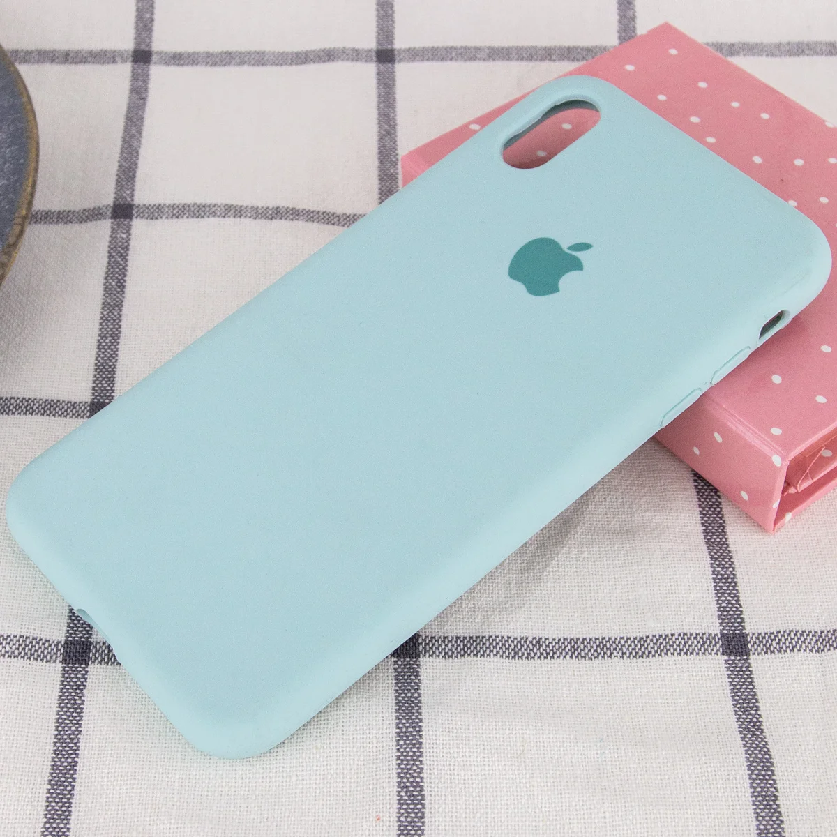 Чехол Silicone case (A) (с закрытым низом) для Apple iPhone XS Max (6.5") Бирюзовый / Turquoise
