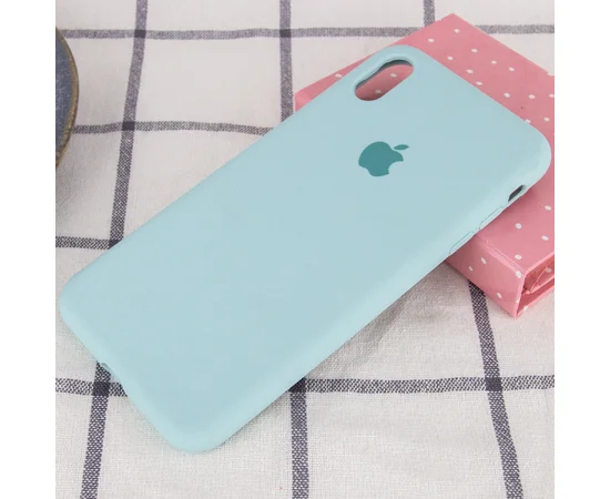 Чехол Silicone case (A) (с закрытым низом) для Apple iPhone XS Max (6.5") Бирюзовый / Turquoise