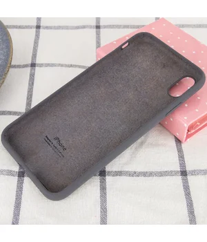 Чехол Silicone case (A) (с закрытым низом) для Apple iPhone XS Max (6.5") Серый / Dark Grey