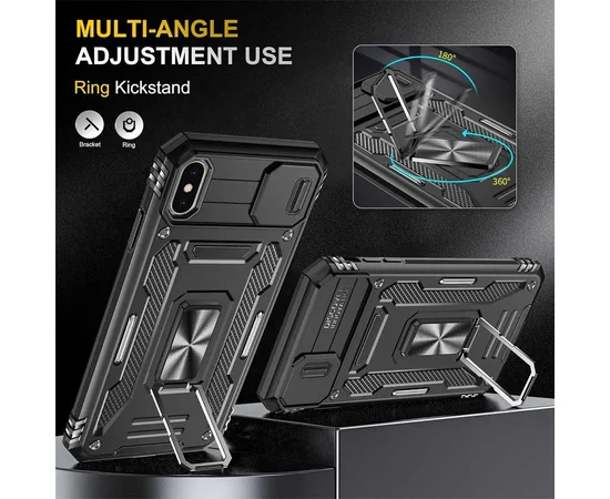 Ударопрочный чехол Camshield Army Ring для Apple iPhone XS Max (6.5") Черный / Black