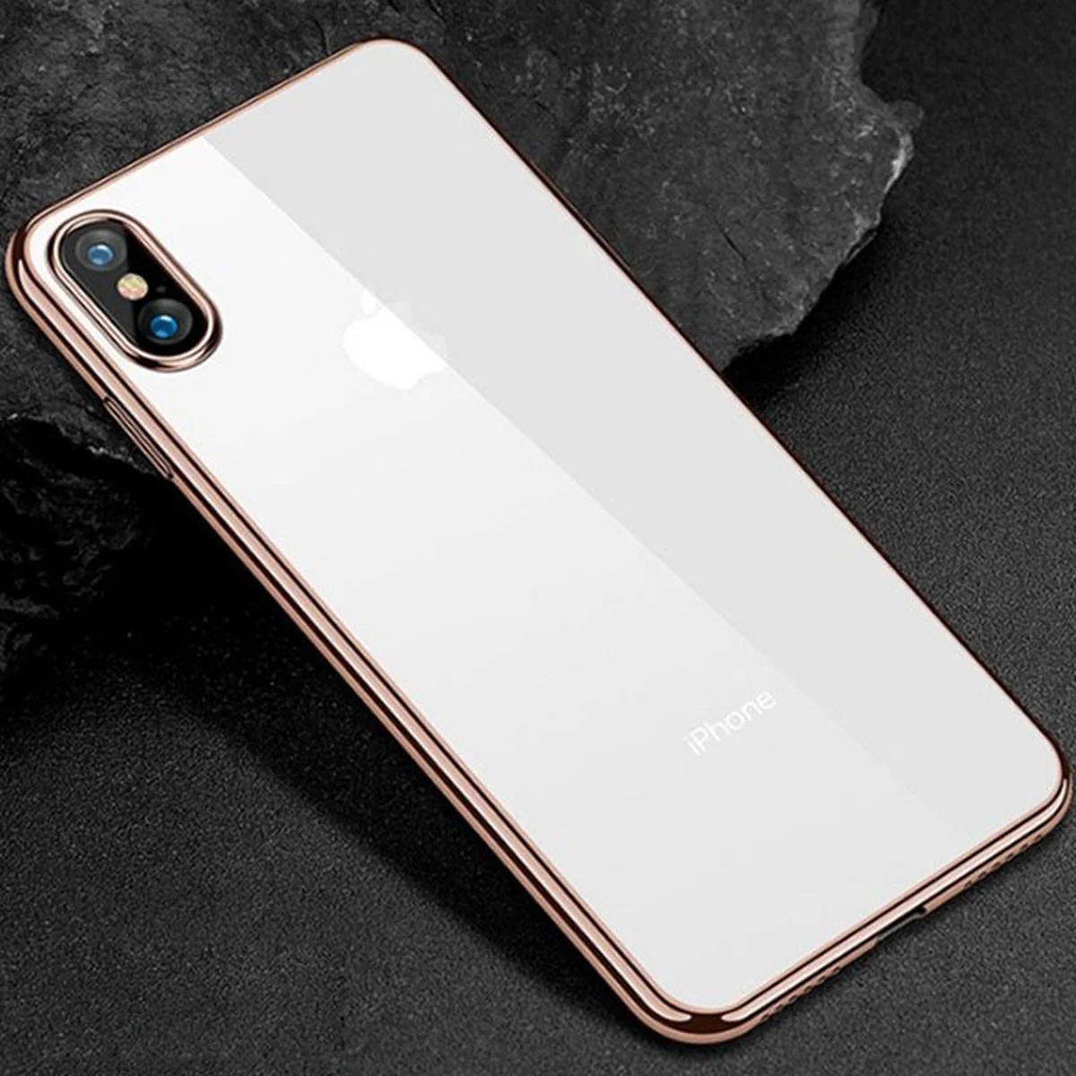 Прозорий силіконовий чохол з глянсовою окантовкою Full Camera для Apple iPhone XS Max (6.5 ") Золотий
