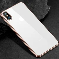 Прозрачный силиконовый чехол с глянцевой окантовкой Full Camera для Apple iPhone XS Max (6.5") Золотой
