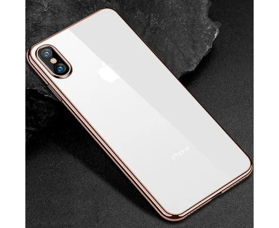 Прозрачный силиконовый чехол с глянцевой окантовкой Full Camera для Apple iPhone XS Max (6.5") Золотой