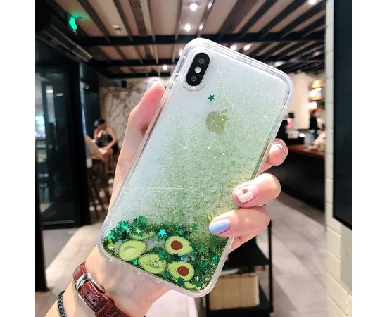 TPU+PC чехол Liquid (glitter) для Apple iPhone XS Max (6.5") Авокадо