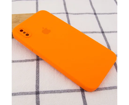 Чехол Silicone Case Square Full Camera Protective (AA) для Apple iPhone XS Max (6.5") Оранжевый / Bright Orange