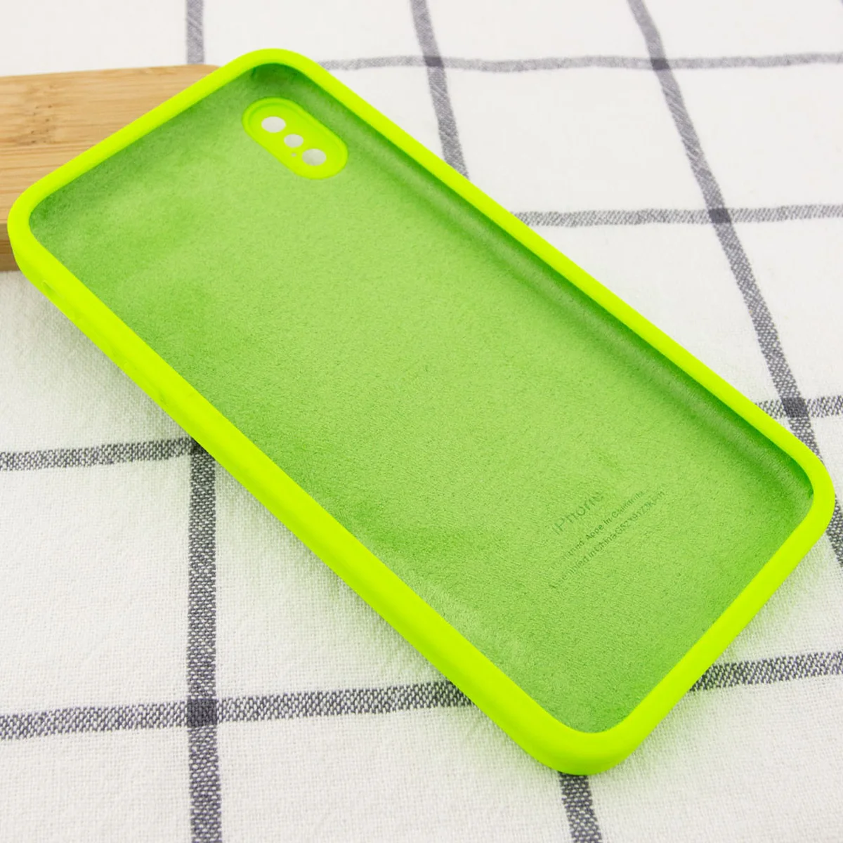 Чехол Silicone Case Square Full Camera Protective (AA) для Apple iPhone XS Max (6.5") Салатовый / Neon green