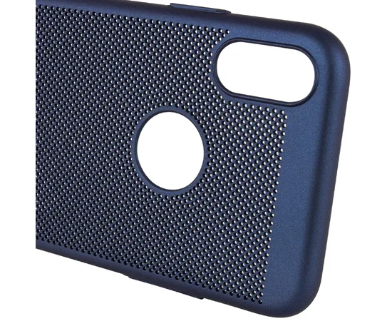 Ультратонкий дышащий чехол Grid case для Apple iPhone XS Max (6.5") Темно-синий