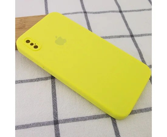 Чехол Silicone Case Square Full Camera Protective (AA) для Apple iPhone XS Max (6.5") Желтый / Bright Yellow
