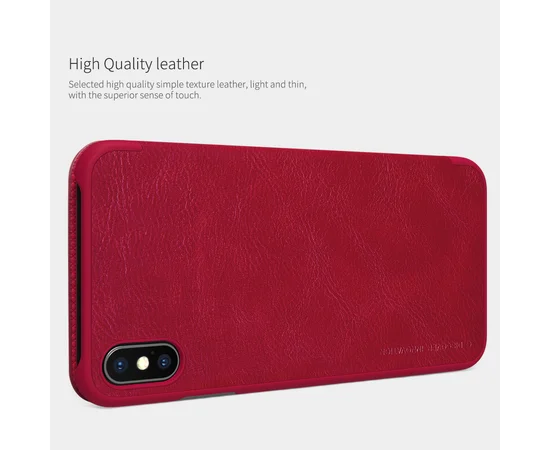 Кожаный чехол (книжка) Nillkin Qin Series для Apple iPhone XS Max (6.5") Красный