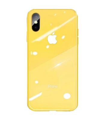 TPU + Glass чохол GLOSSY Logo series для Apple iPhone XS Max (6.5 ") Жовтий / Yellow