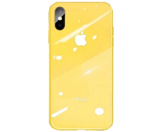 TPU+Glass чехол GLOSSY Logo series для Apple iPhone XS Max (6.5") Желтый / Yellow