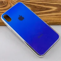 TPU+Glass чехол Gradient Rainbow с лого для Apple iPhone XS Max (6.5") Синий