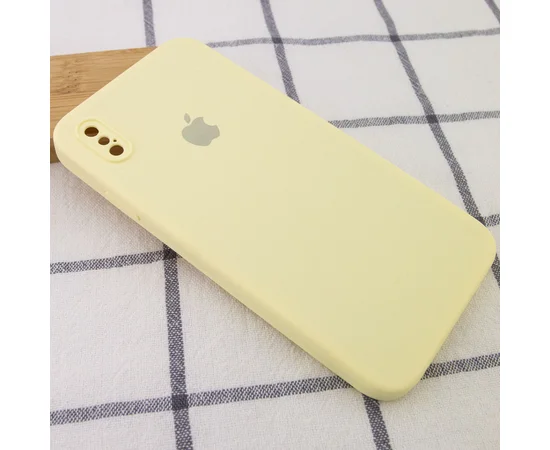Чехол Silicone Case Square Full Camera Protective (AA) для Apple iPhone XS Max (6.5") Желтый / Mellow Yellow