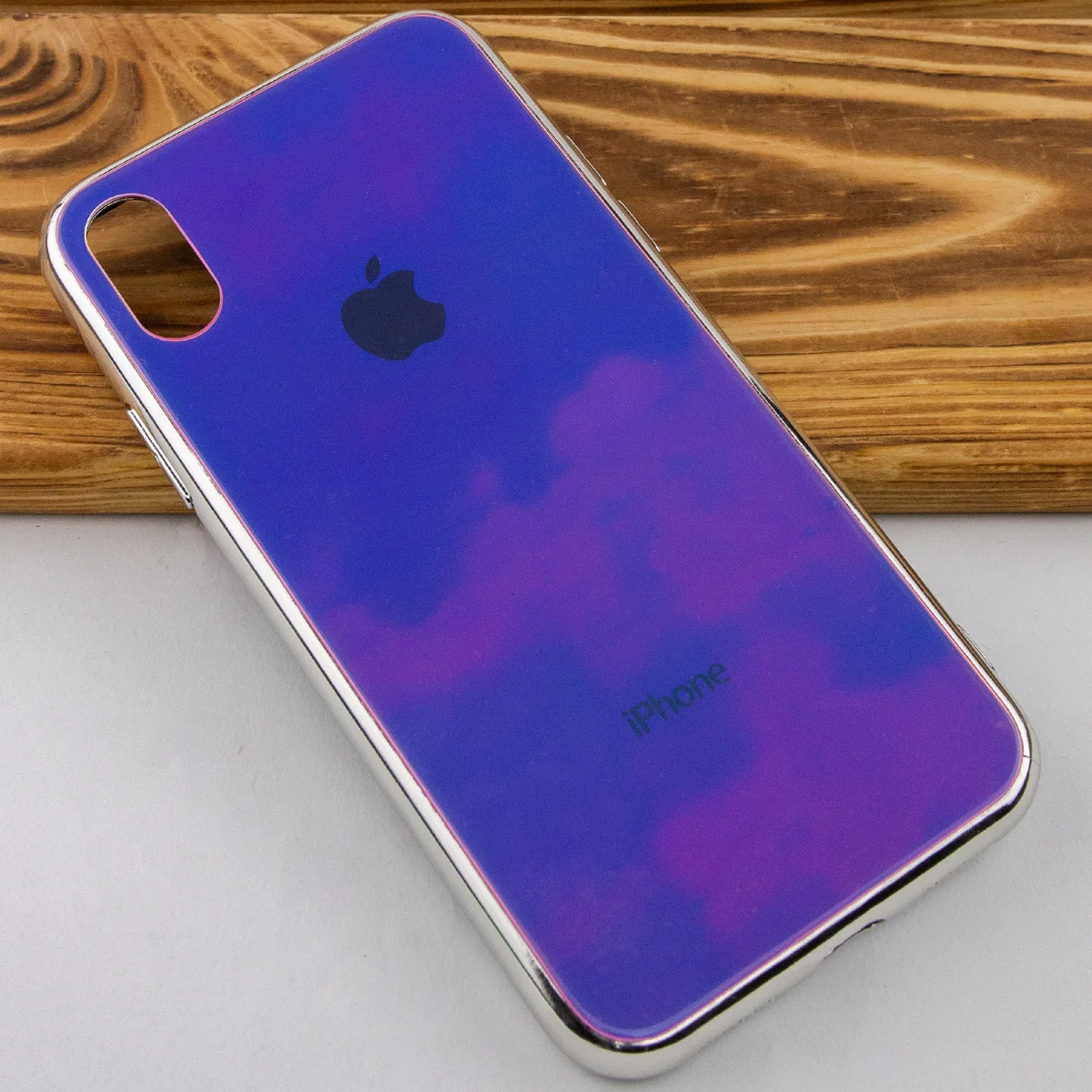 TPU+Glass чехол Gradient Rainbow с лого для Apple iPhone XS Max (6.5") Фиолетовый