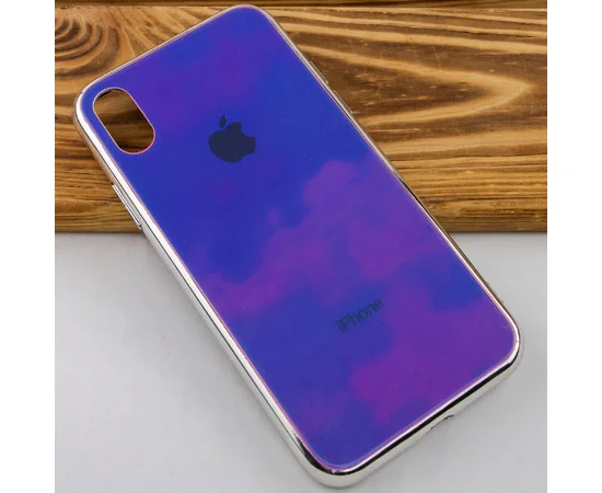 TPU+Glass чехол Gradient Rainbow с лого для Apple iPhone XS Max (6.5") Фиолетовый