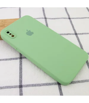 Чехол Silicone Case Square Full Camera Protective (AA) для Apple iPhone XS Max (6.5") Мятный / Mint
