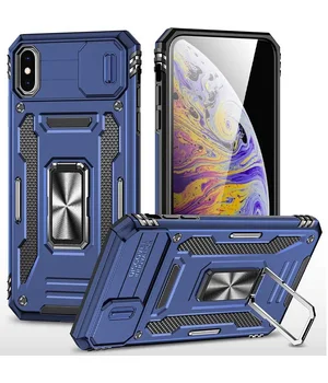 Ударопрочный чехол Camshield Army Ring для Apple iPhone XS Max (6.5") Синий / Navy