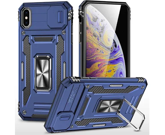 Удароміцний чохол Camshield Army Ring для Apple iPhone XS Max (6.5") Синій / Navy