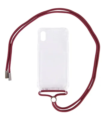 Чохол TPU Crossbody Transparent для Apple iPhone XS Max (6.5 ") Червоно-Коричневий