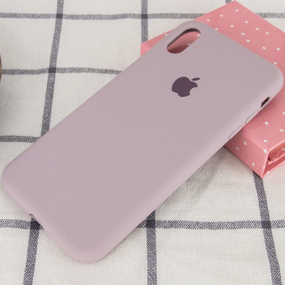 Чехол Silicone case (A) (с закрытым низом) для Apple iPhone XS Max (6.5") Серый / Lavender