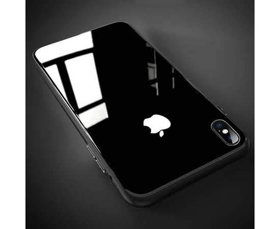 TPU+Glass чехол GLOSSY Logo series для Apple iPhone XS Max (6.5") Черный / Black