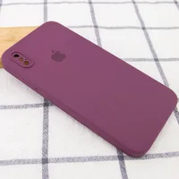 Чохол Silicone Case Square Full Camera Protective (AA) для Apple iPhone XS Max (6.5 ") Бордовий / Maroon