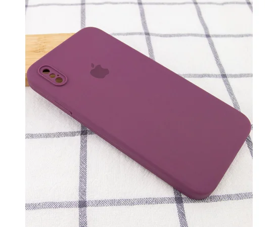 Чехол Silicone Case Square Full Camera Protective (AA) для Apple iPhone XS Max (6.5") Бордовый / Maroon