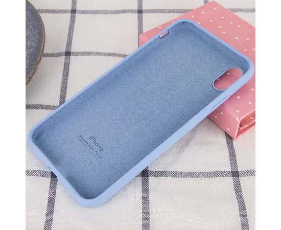 Чехол Silicone case (A) (с закрытым низом) для Apple iPhone XS Max (6.5") Голубой / Lilac Blue