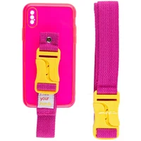 Чохол Handfree з кольоровим ремінцем для Apple iPhone XS Max (6.5") Рожевий