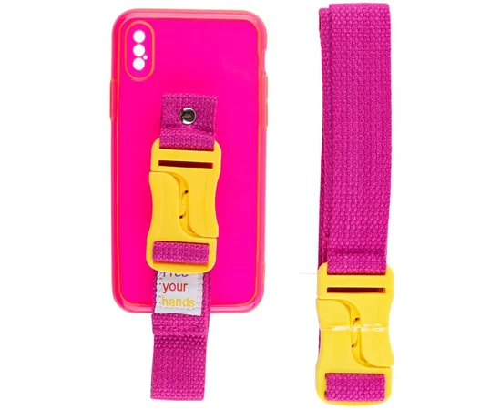 Чехол Handfree с цветным ремешком для Apple iPhone XS Max (6.5") Розовый