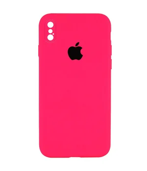 Чехол Silicone Case Square Full Camera Protective (AA) для Apple iPhone XS Max (6.5") Розовый / Barbie pink