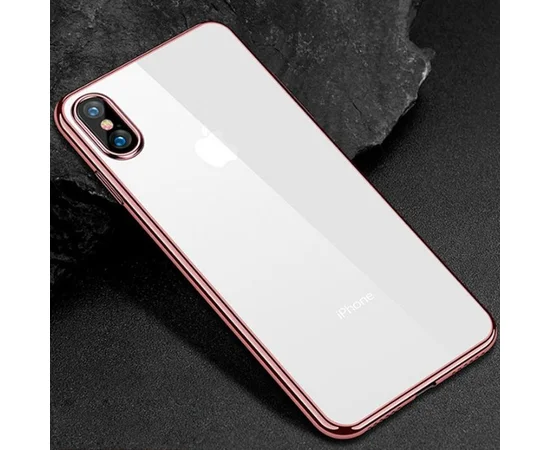 Прозрачный силиконовый чехол с глянцевой окантовкой Full Camera для Apple iPhone XS Max (6.5") Rose Gold
