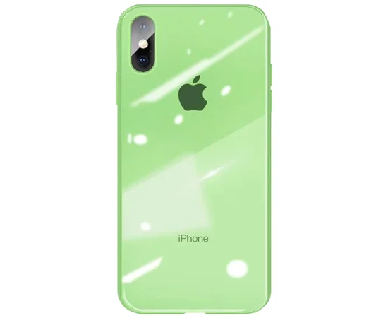 TPU+Glass чехол GLOSSY Logo series для Apple iPhone XS Max (6.5") Салатовый / Light green