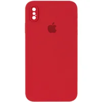 Чехол Silicone Case Square Full Camera Protective (AA) для Apple iPhone XS Max (6.5") Красный / Camellia