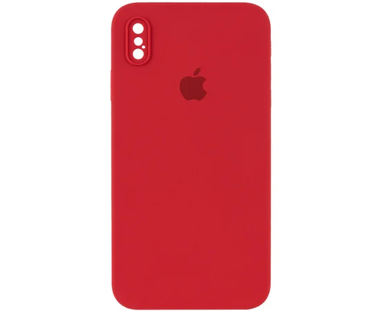 Чехол Silicone Case Square Full Camera Protective (AA) для Apple iPhone XS Max (6.5") Красный / Camellia