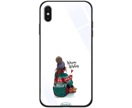 TPU+Glass чехол ForFun для Apple iPhone XS Max (6.5") Warm Wishes / Белый