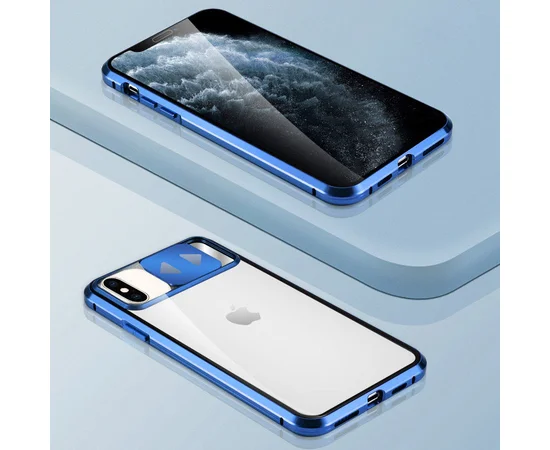 Чехол Camshield 360 Metall+Glass со шторкой для камеры для Apple iPhone XS Max (6.5") Синий