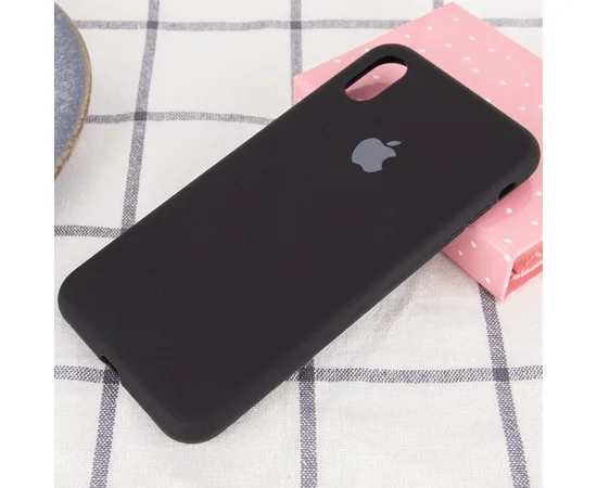 Чехол Silicone case (A) (с закрытым низом) для Apple iPhone XS Max (6.5") Черный / Black