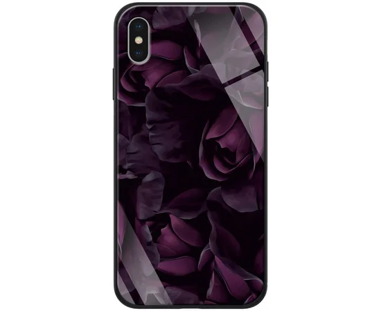 TPU+Glass чехол ForFun для Apple iPhone XS Max (6.5") Фиолетовый/Розы