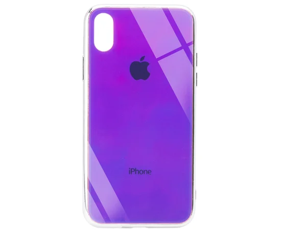 TPU+Glass чехол Gradient Rainbow с лого для Apple iPhone XS Max (6.5") Фиолетовый