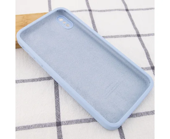 Чохол Silicone Case Square Full Camera Protective (AA) для Apple iPhone XS Max (6.5 ") Блакитний / Mist blue