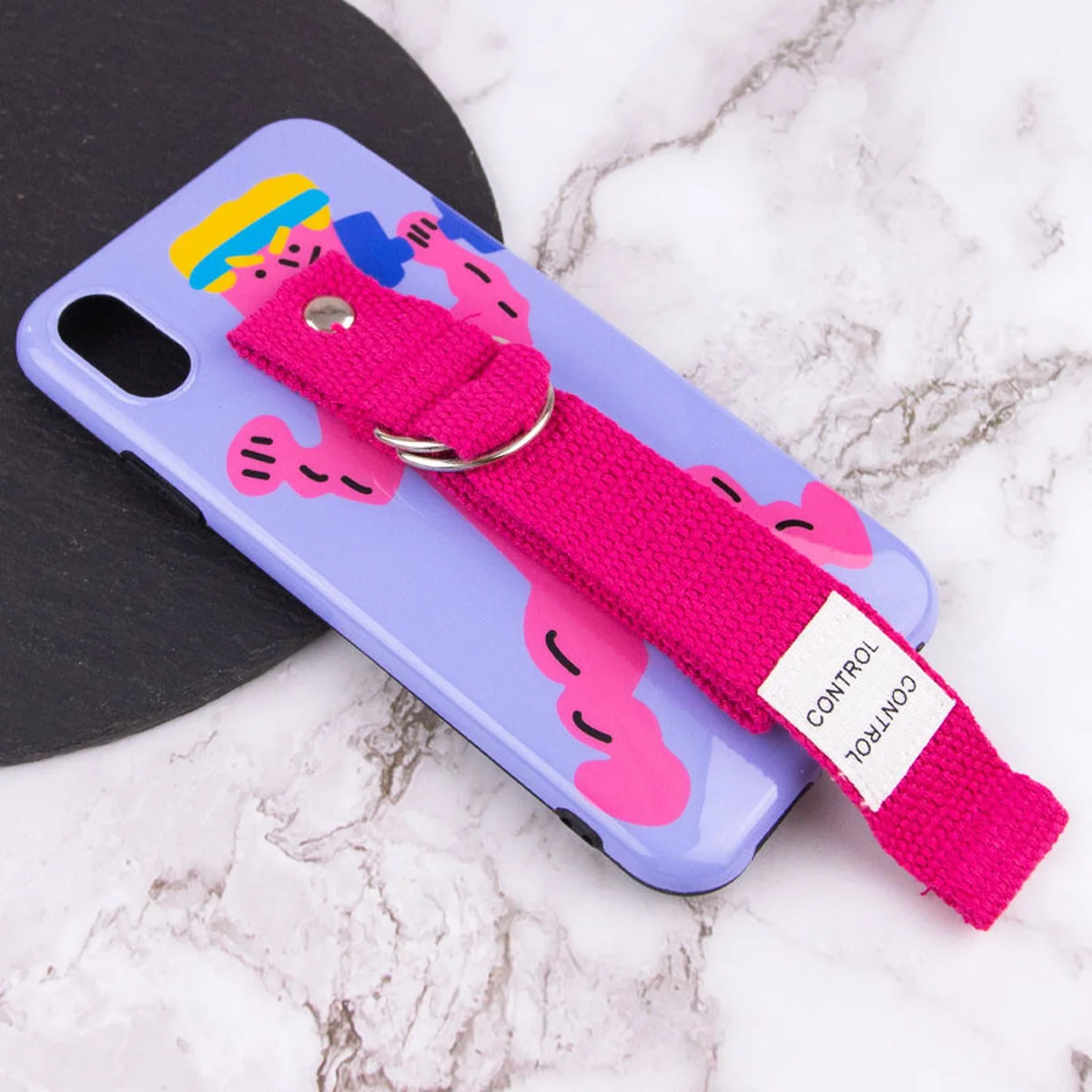 Чохол Funny Holder з кольоровим ремінцем для Apple iPhone XS Max (6.5") Фіолетовий / Малиновий