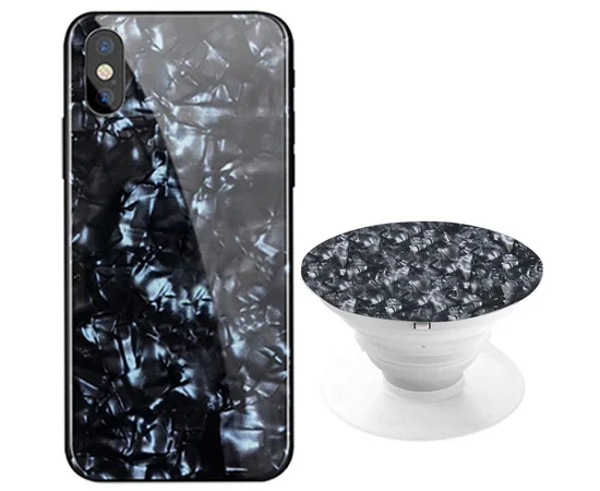 TPU + Glass чохол Shell з круглою підставкою для Apple iPhone XS Max (6.5 ") Чорний