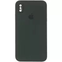Чехол Silicone Case Square Full Camera Protective (AA) для Apple iPhone XS Max (6.5") Зеленый / Black Green