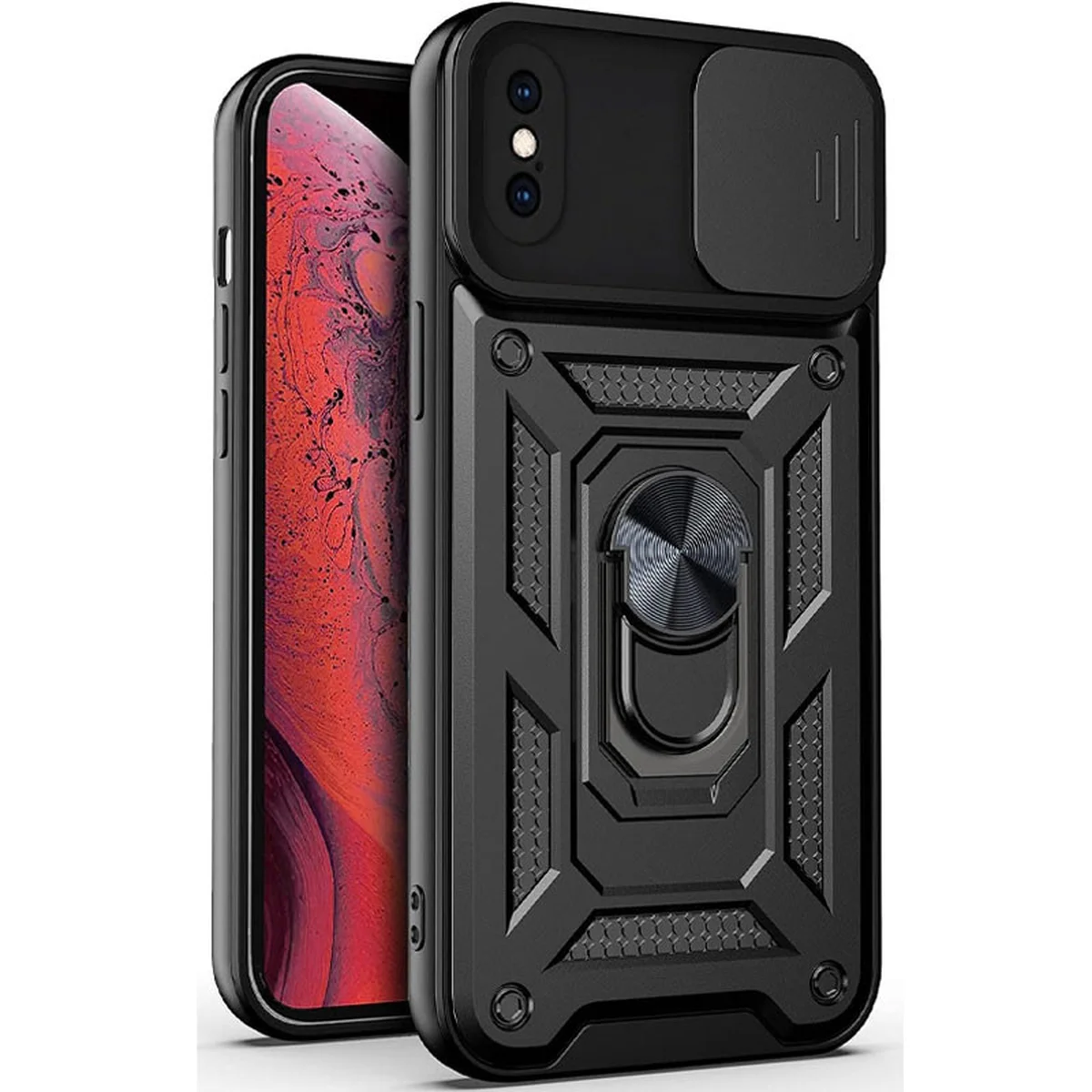 Ударопрочный чехол Camshield Serge Ring для Apple iPhone XS Max (6.5") Черный