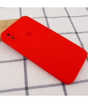 Чехол Silicone Case Square Full Camera Protective (AA) для Apple iPhone XS Max (6.5") Красный / Red